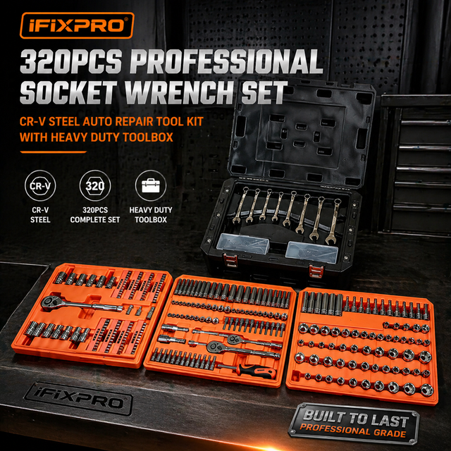 320-Piece Professional Mechanic Tool Set 1/4" 3/8" 1/2" Drive Socket Wrench
