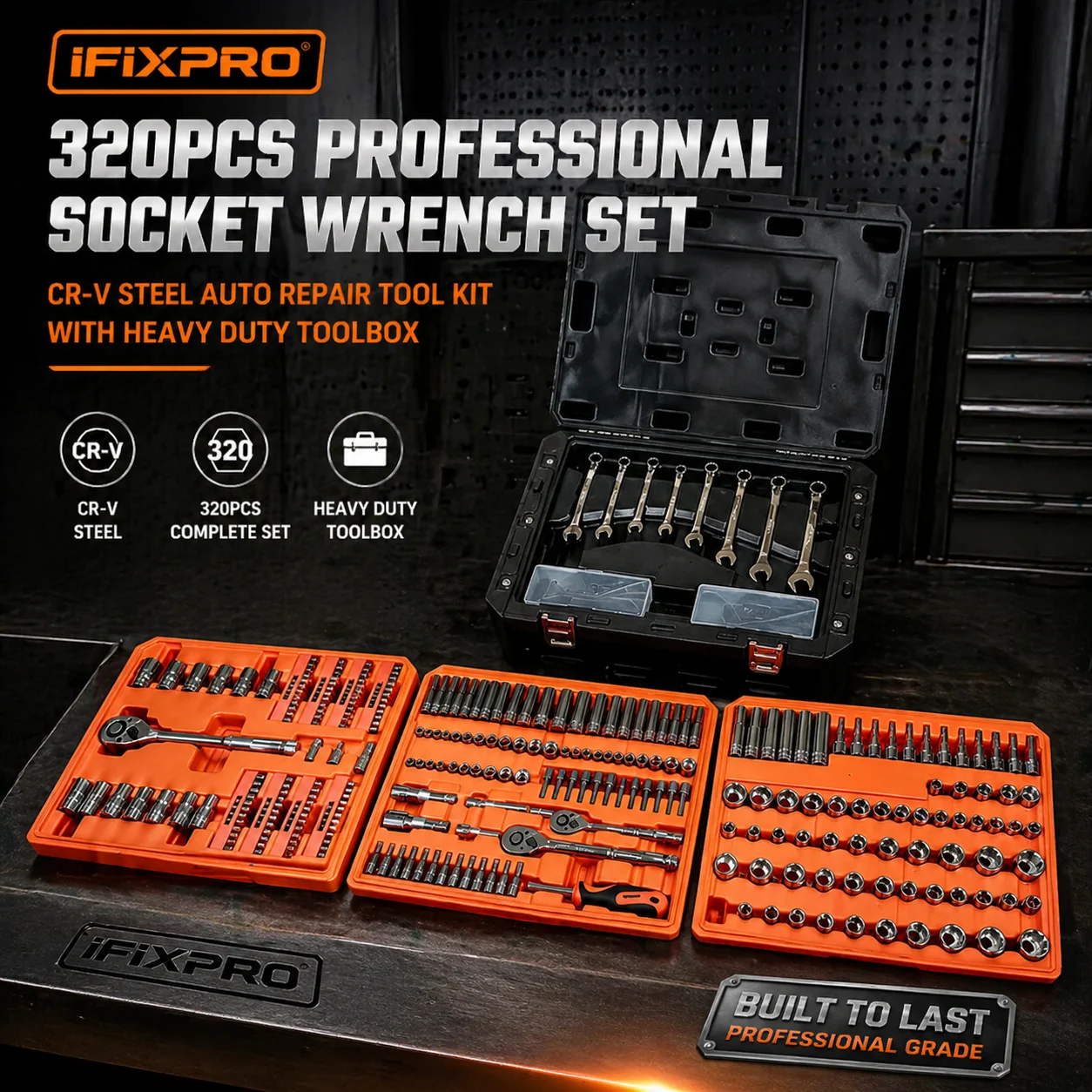 320-Piece Professional Mechanic Tool Set 1/4" 3/8" 1/2" Drive Socket Wrench