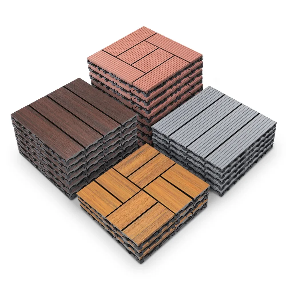 Waterproof Interlock WPC Co-extrusion DIY Composite Decking Tiles