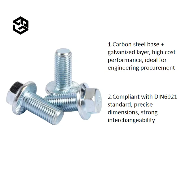 Heavy-Duty Carbon Steel Galvanized Hex Flange Bolt Thick Zinc