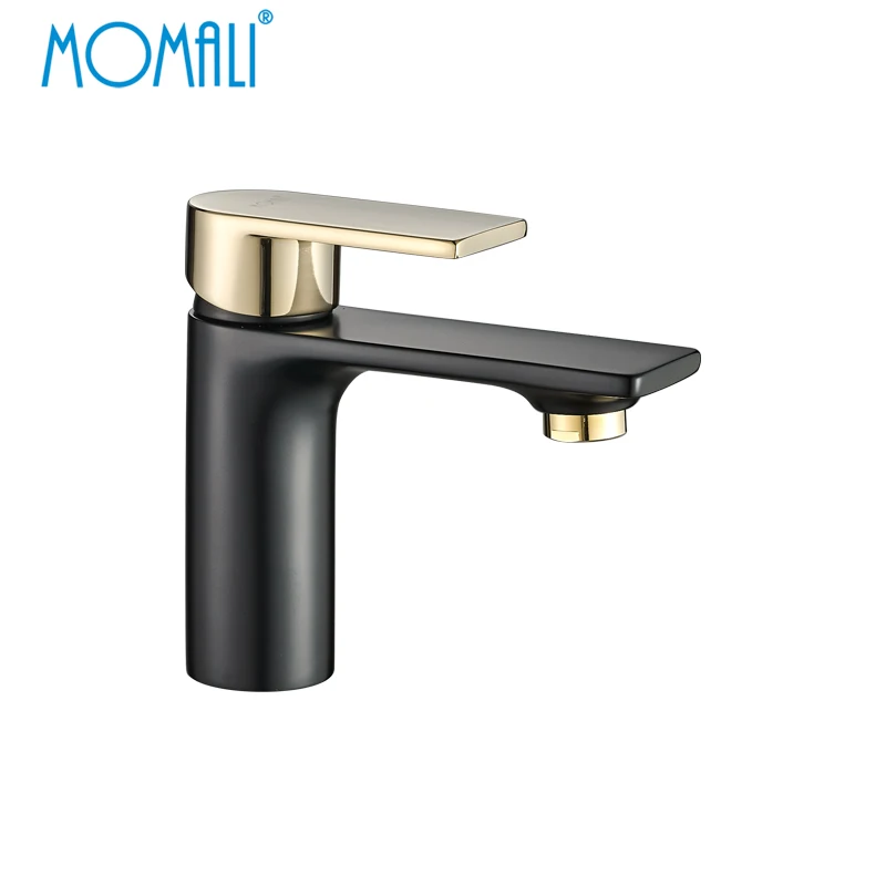 Momali Modern Brass Water Tap Mixer Bathroom Faucet Gold Black