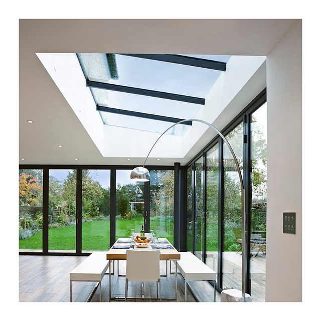 Electric Circular Retractable Glazed Aluminum Roof Awnings Window Skylight