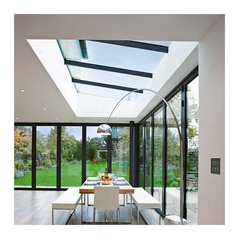 Electric Circular Retractable Glazed Aluminum Roof Awnings Window Skylight