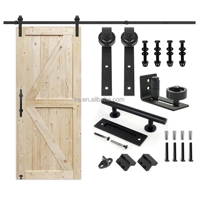 Industrial Design Basic Black Sliding Barn Door Hardware Kit