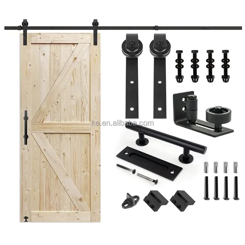Industrial Design Basic Black Sliding Barn Door Hardware Kit
