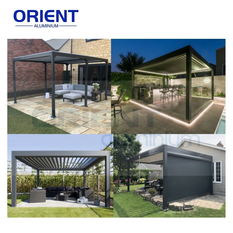 Modern Outdoor Aluminum Pergola Electric Waterproof