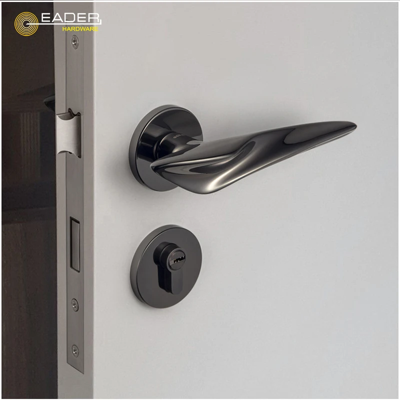 EADER Door Handle Black Glossy Luxury Designer Interior Villa Zinc Alloy
