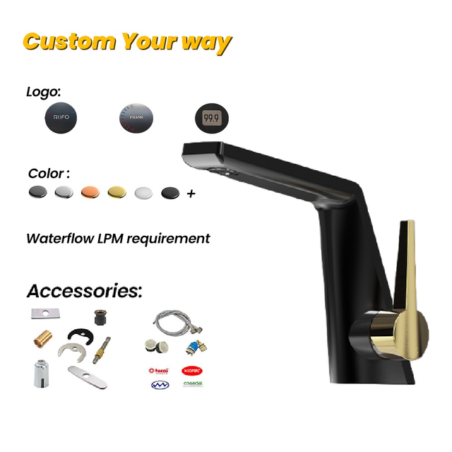 Modern Black Golden Brass Single-Hole Deck-Mounted Basin Faucet
