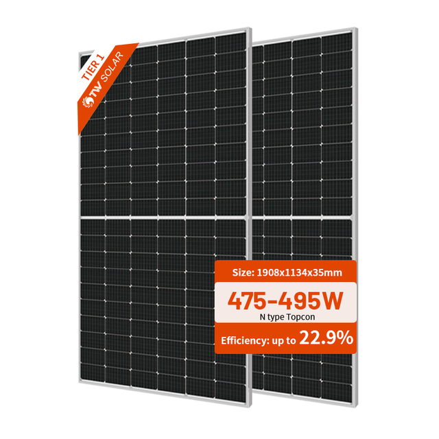 High Efficiency Tier 1 TW Solar 495W N-Type Topcon PV Module