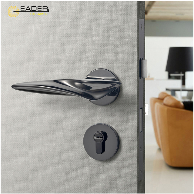 EADER Door Handle Black Glossy Luxury Designer Interior Villa Zinc Alloy