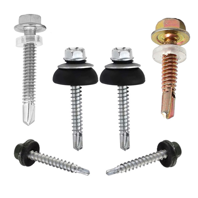 ANSI M6 M8 Steel Hex Washer Head Roofing Screw for Metric System Fixing