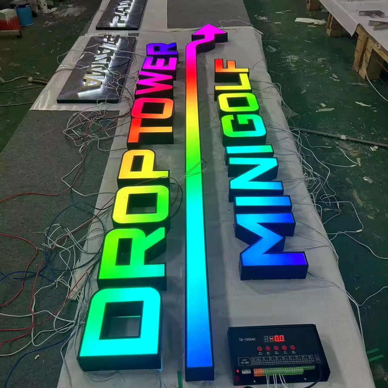 Custom Outdoor Business Stainless Steel RGB Led Illuminated Shop Sign