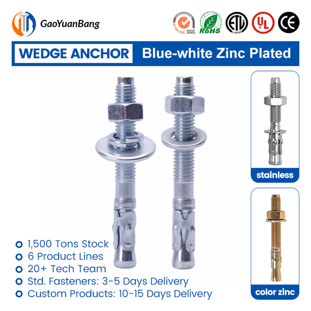 Heavy Duty M12 Hot Dip Galvanized Wedge Anchor for Concrete