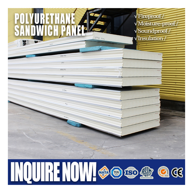 50mm 75mm 100mm PU Sandwich Panel Thermal Insulation Wall