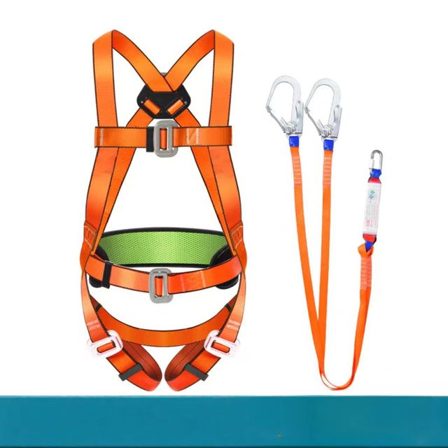 5 Point Full Body Safety Harness with Shock Absorbing Lanyard for Working