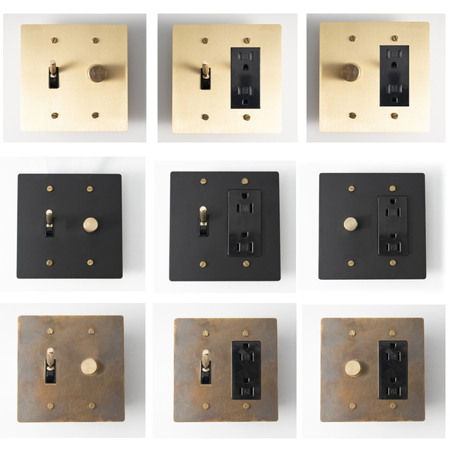 Customized Golden Black Retro Bronze Brass Knurled Switch