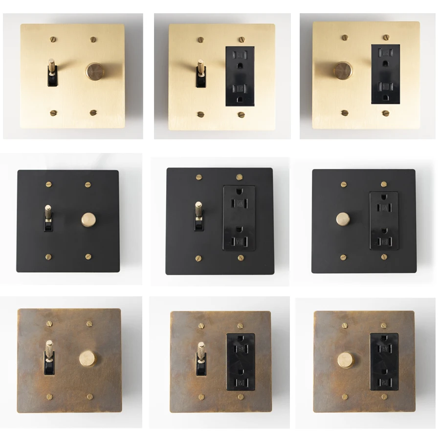 Customized Golden Black Retro Bronze Brass Knurled Switch