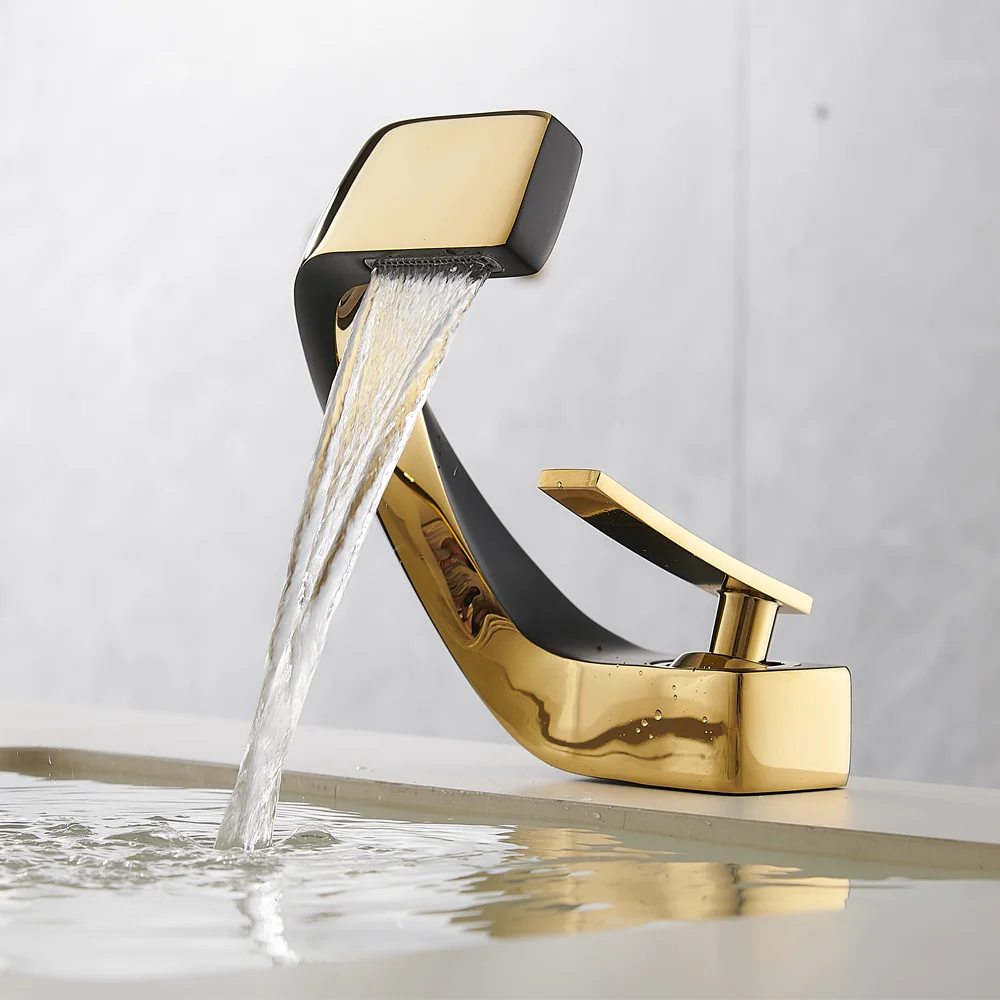 Black Gold Two-Tone Brass Bathroom Sink Faucet