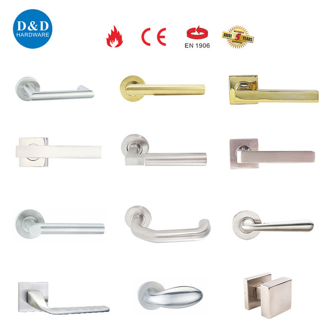 Stainless Steel 304 Square Rose Silver Front Door Handle