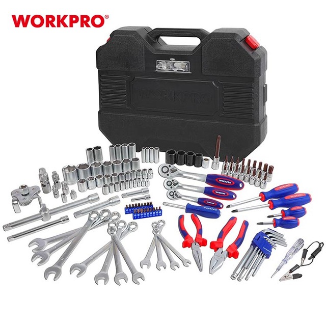 WORKPRO 123PC 1/4" 3/8" 1/2" Dr. CR-V Metric Professional Mechanic Tool