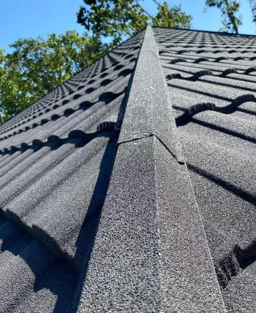 Custom Angle Stone Coated Ridge Tile Lightweight Metal Roof Ridge Cap