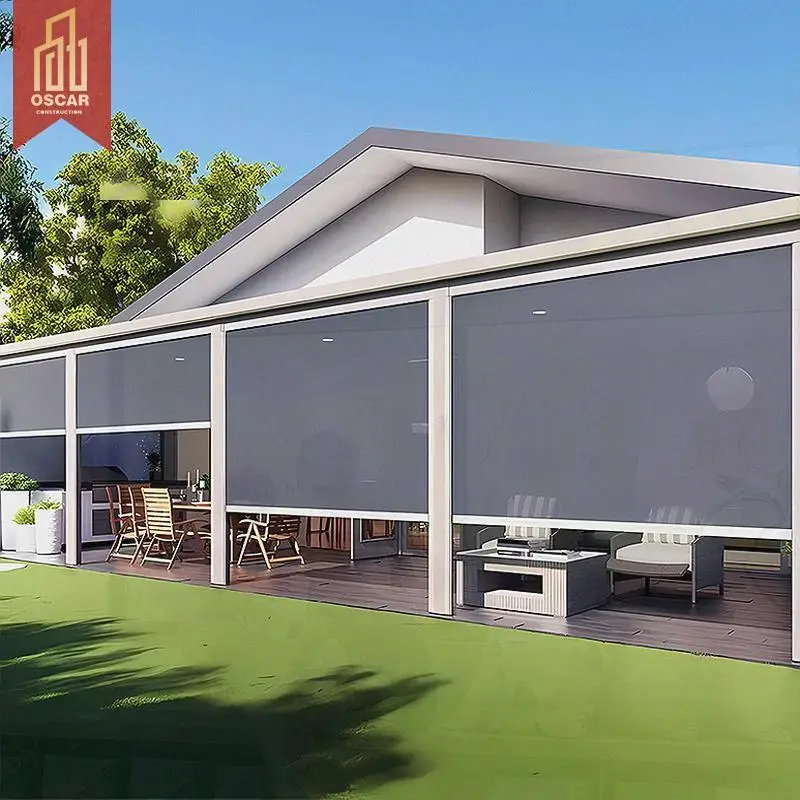 Motorized Waterproof Roller Blinds Patio UV