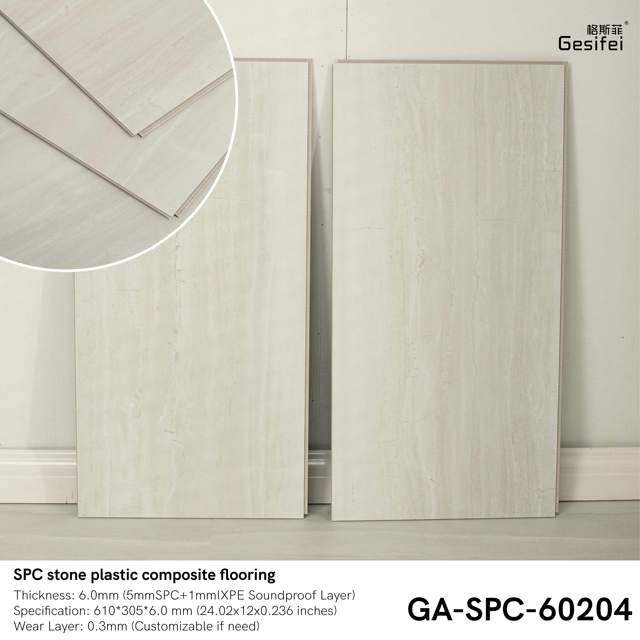 Indoor 6mm Anti-Slip Plain Effortless-to-clean SPC Authentic-stoned