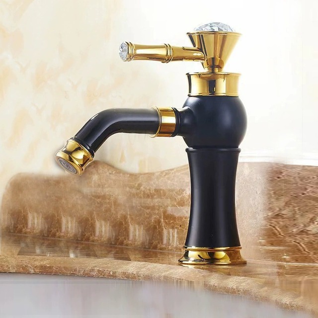 Premium Luxury Modern Solid Brass Matte Black Gold Basin Faucet