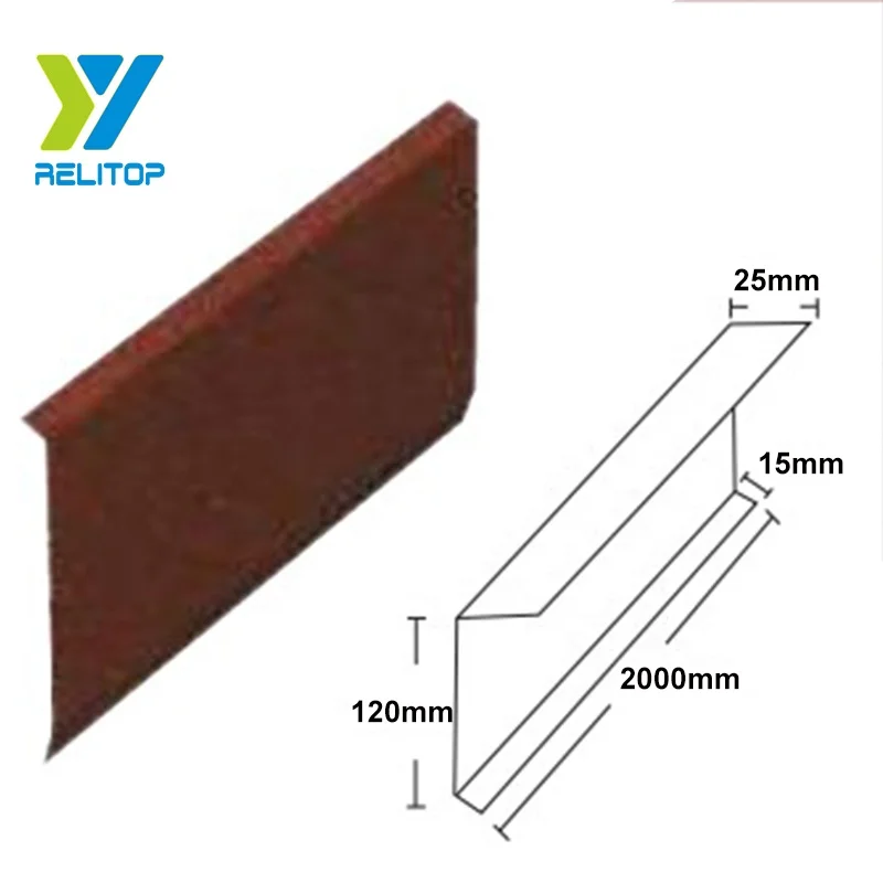 Modern Square Eave Flashing Stone Chips Coated Steel Roof Tile Accessory