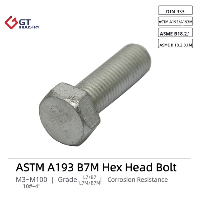 ASTM A193 A193M ASME B18.2.1 B18.2.3.1M B7 B7M HDG Hex Head Bolt