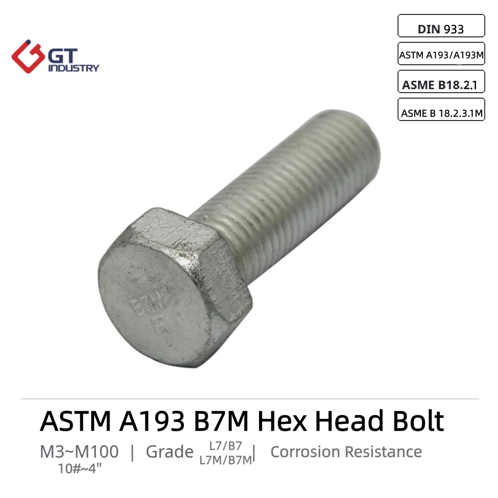 ASTM A193 A193M ASME B18.2.1 B18.2.3.1M B7 B7M HDG Hex Head Bolt