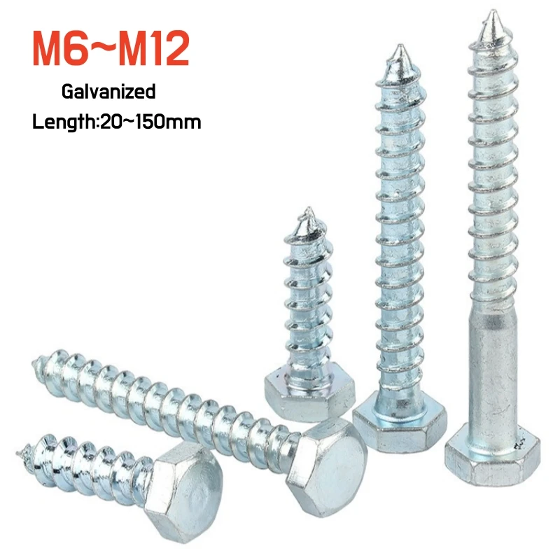 M6 M8 M10 M12 Hexagon Head Wood Screws Lag Bolts Carbon Steel