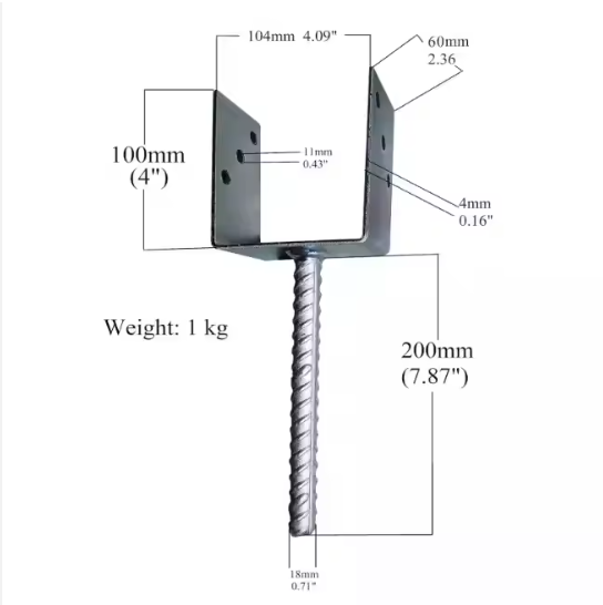 Fence Posts Support U Shape Galvanised Post Anchor Concrete