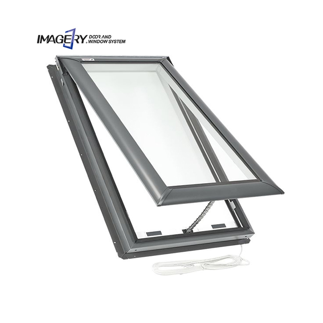 Modern Smart Flat Stained Glass Skylight Vented Grill Automatic Roof Skylight