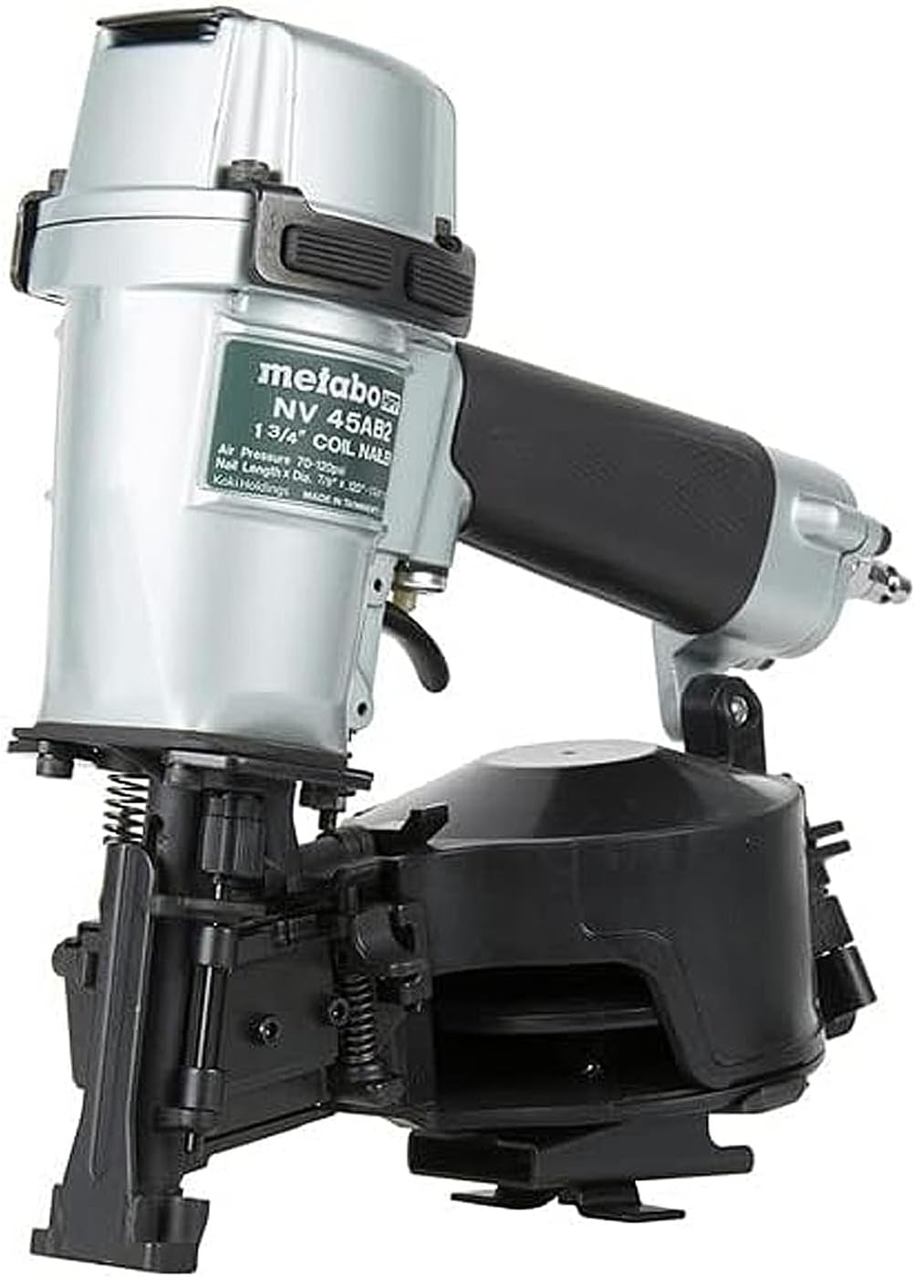 Metabo HPT Pneumatic Roofing Nailer, 16 Degree Asphalt Shingles, NV45AB2 | Drives Nails 7/8 to 1-3/4 In, Coil Nail Magazine, Pro-Grade Power Tool for Fast Shingle Fastening Tasks